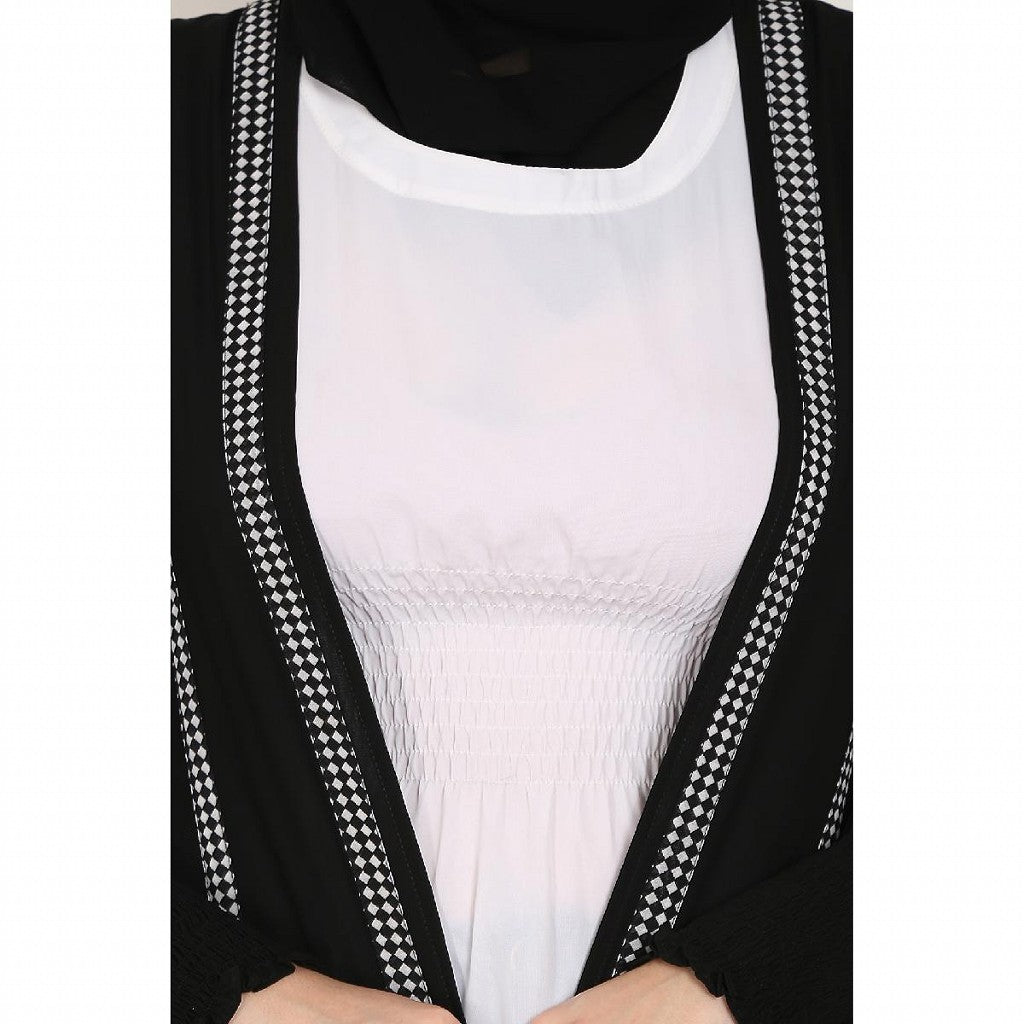 Designer Shrug abaya combo- Black-White