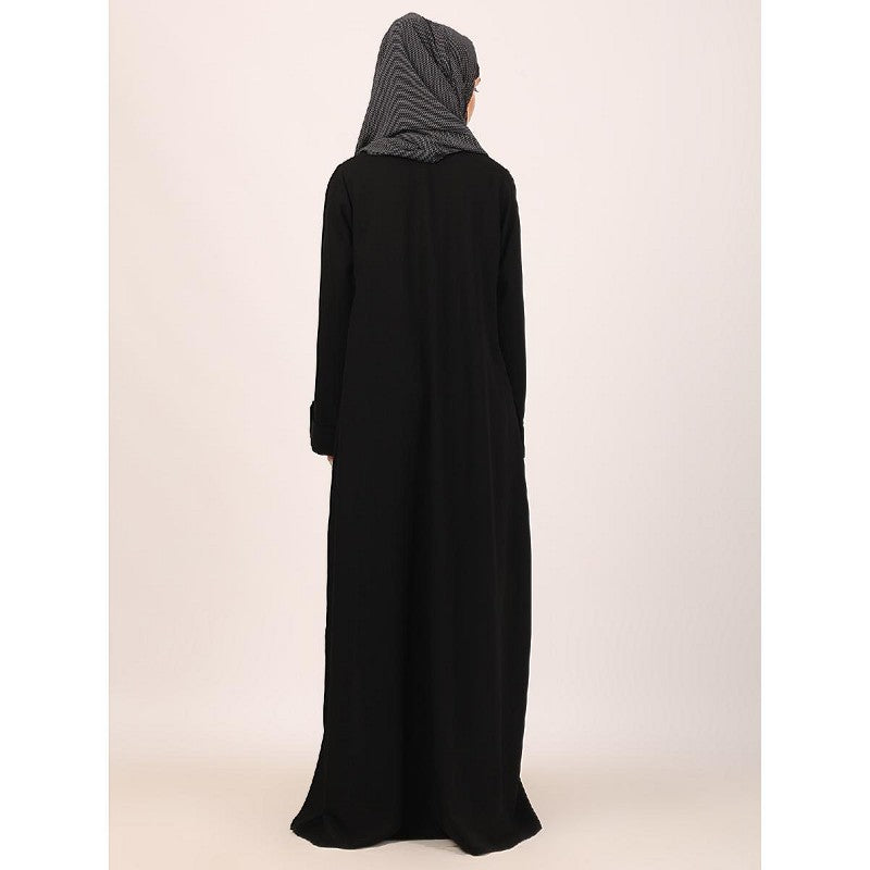 Box pleated abaya in CEY fabric-Black