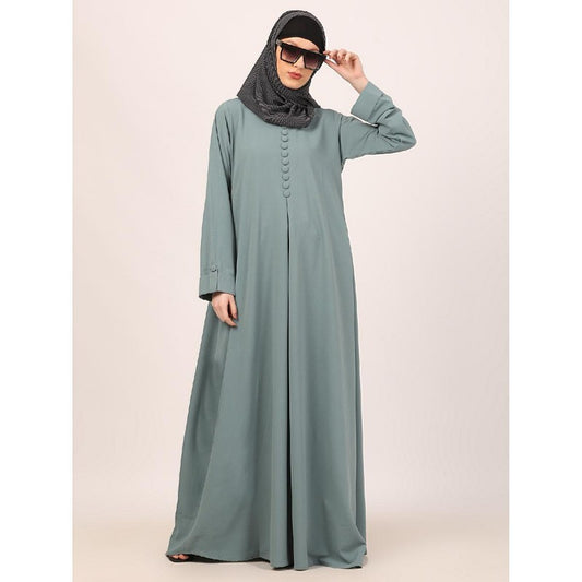 Box pleated abaya in CEY fabric-Sky Blue
