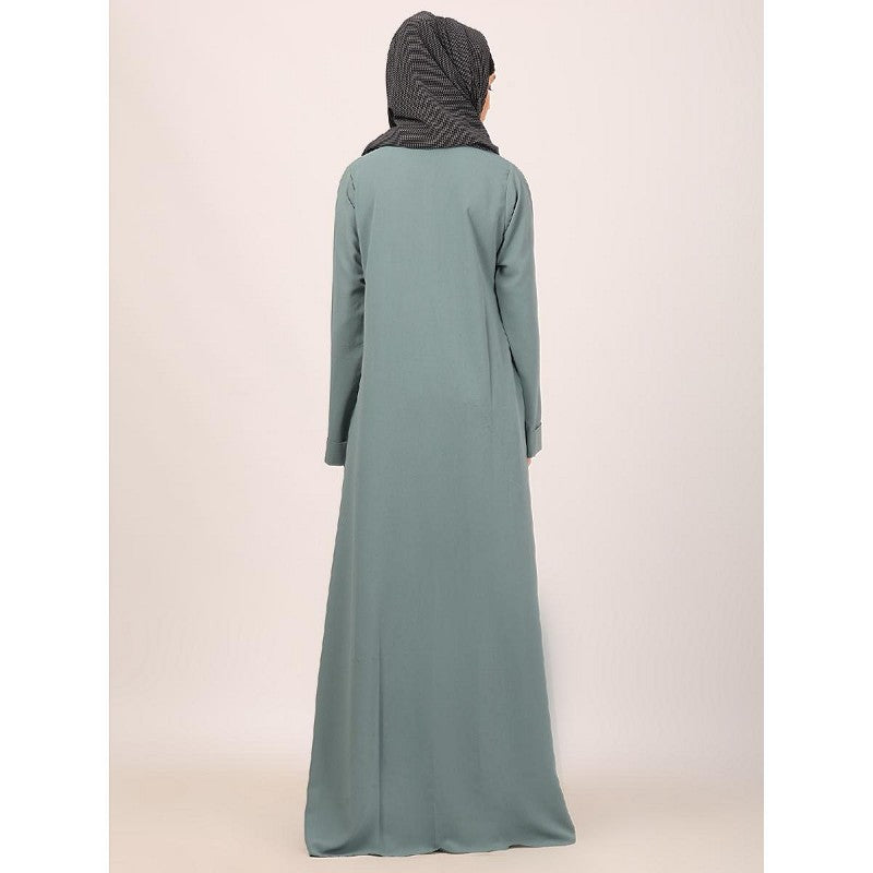 Box pleated abaya in CEY fabric-Sky Blue
