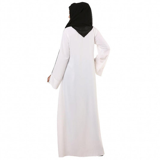 Front open premium CEY fabric abaya- White