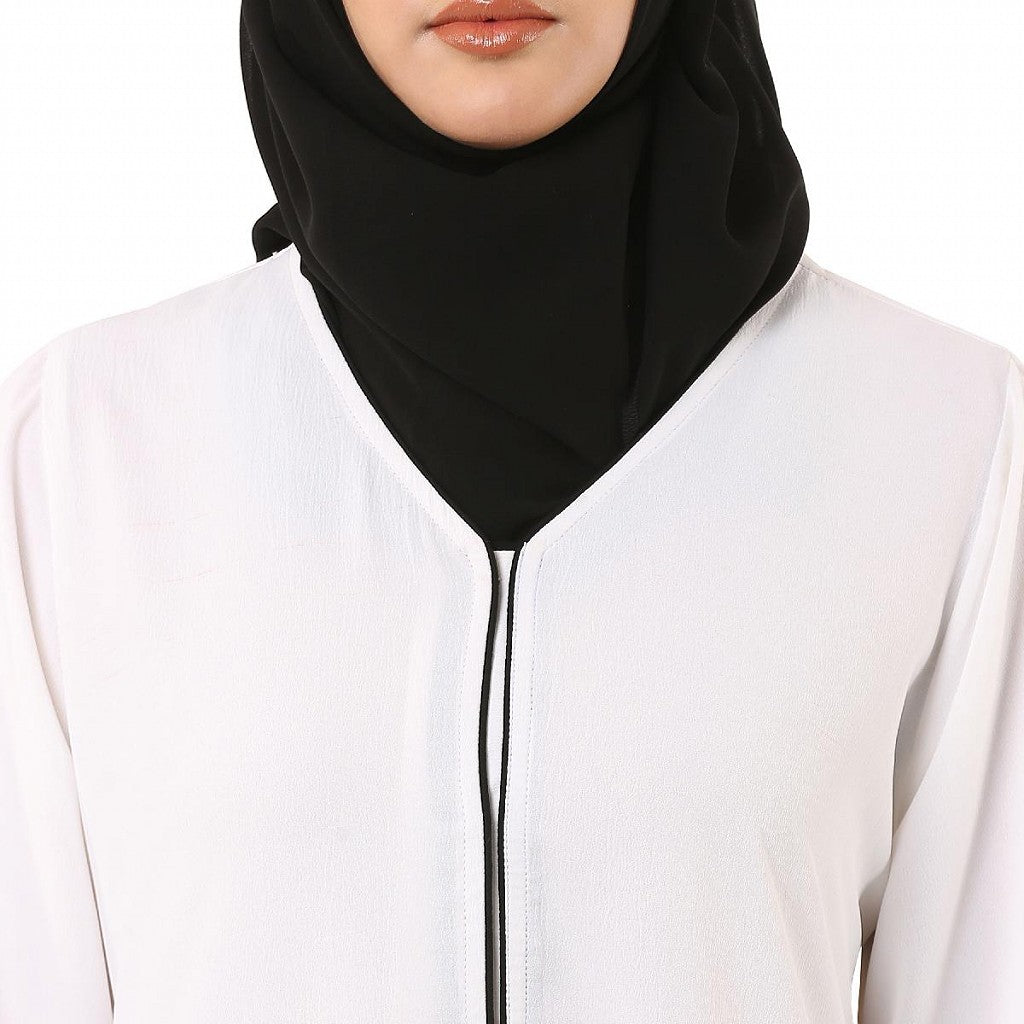 Front open premium CEY fabric abaya- White
