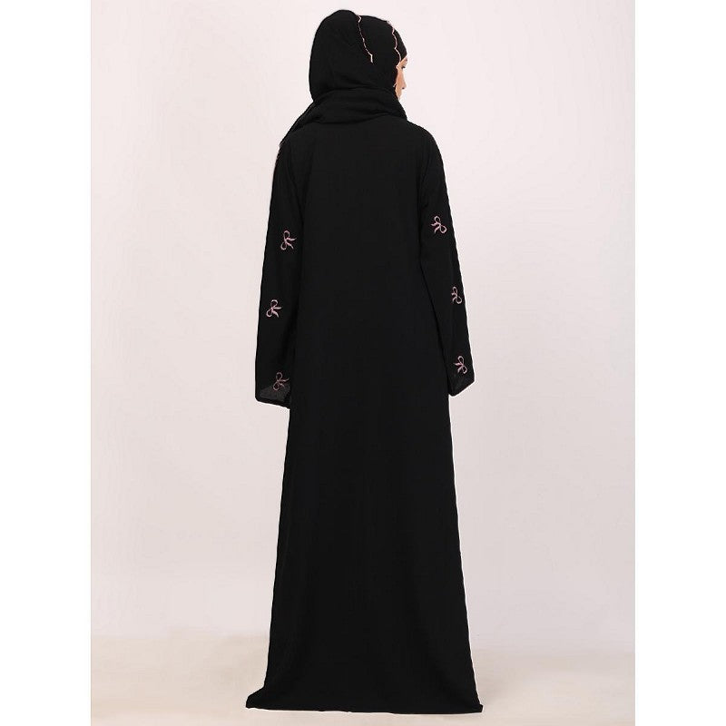 Premium CEY fabric abaya with embroidery work-Black