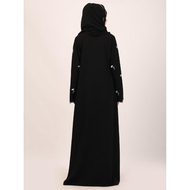 Classic embroidery work abaya-Black