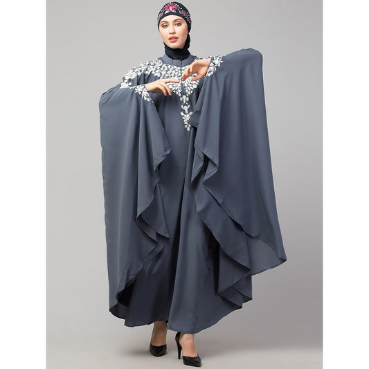 Designer embroidery Irani Kaftan - Grey