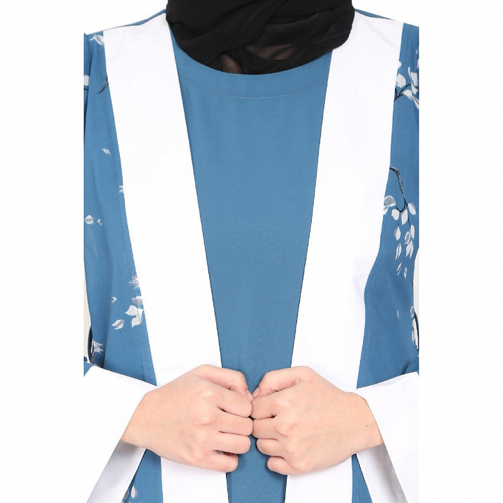 Layered abaya in French Blue
