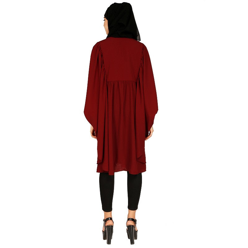 Full sleeves short kaftan- Maroon