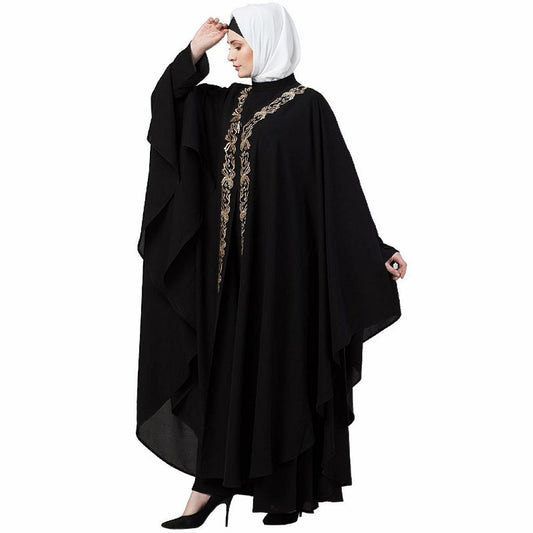 Double layered Irani Kaftan abaya- Black