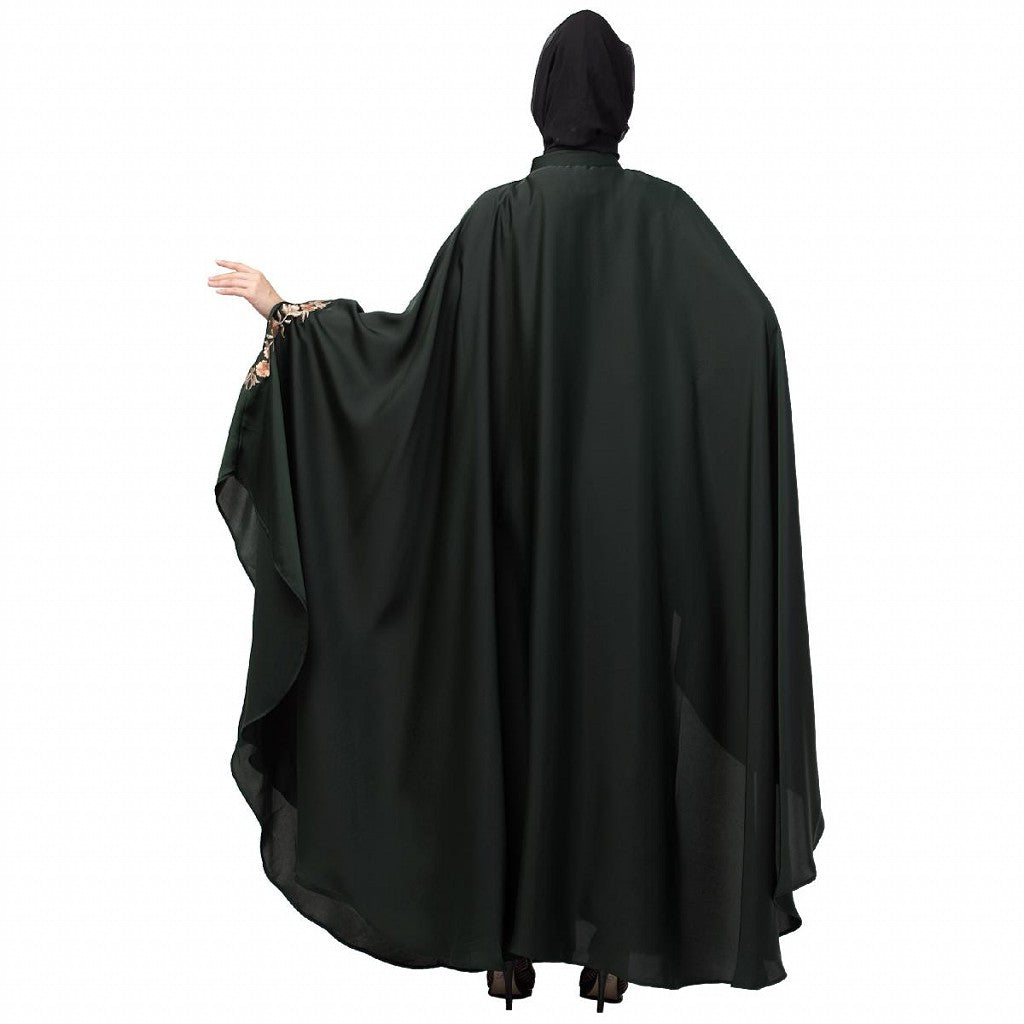 Designer Irani Kaftan with embroidery work- Dark Green