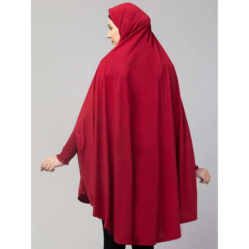 Stretchable Jersey prayer hijab smoking at sleeves - Maroon