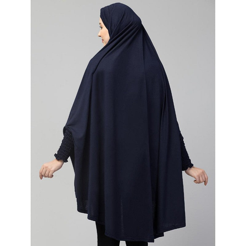 Stretchable Jersey prayer hijab smoking at sleeves - Navy