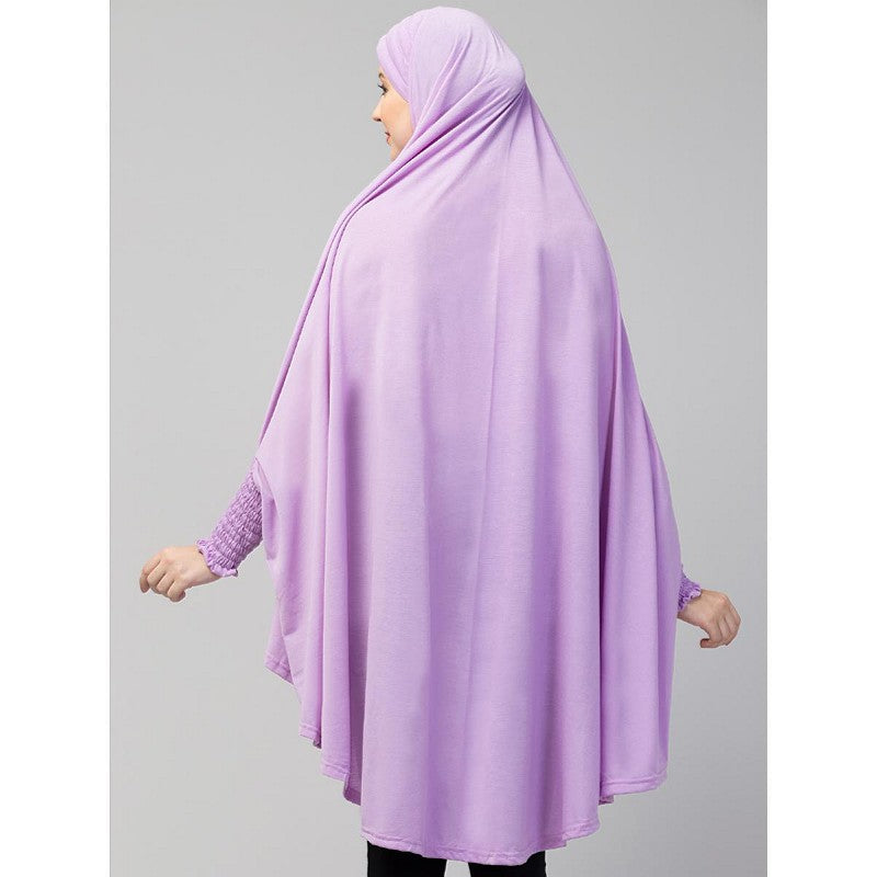 Stretchable Jersey prayer hijab smoking at sleeves - Purple
