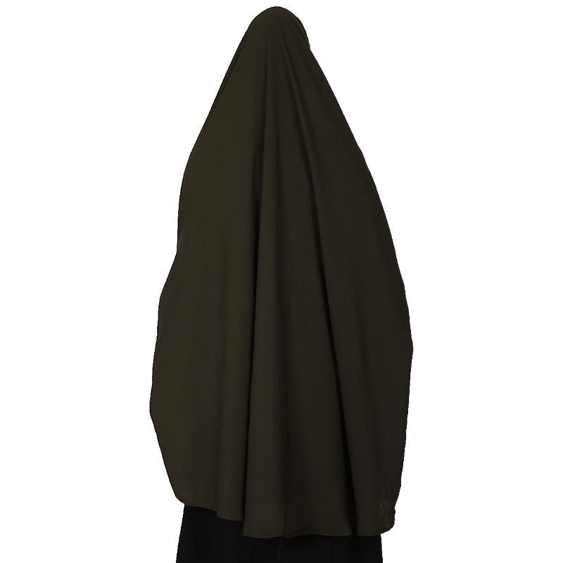 stretchable Jersey ruffle sleeves prayer khimar Hijab - Black