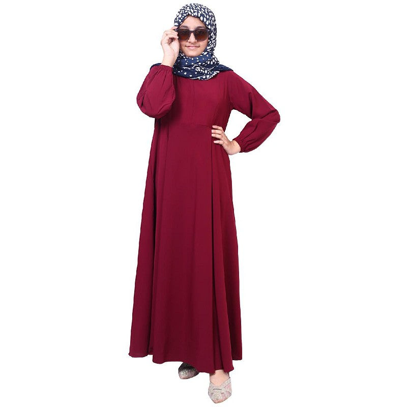 Kids Umbrella cut abaya- Maroon