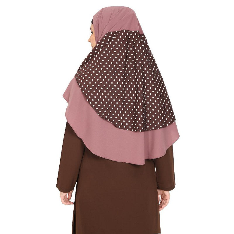 Polka Dot Instant Ready-to-wear Hijab - Coffee Dot