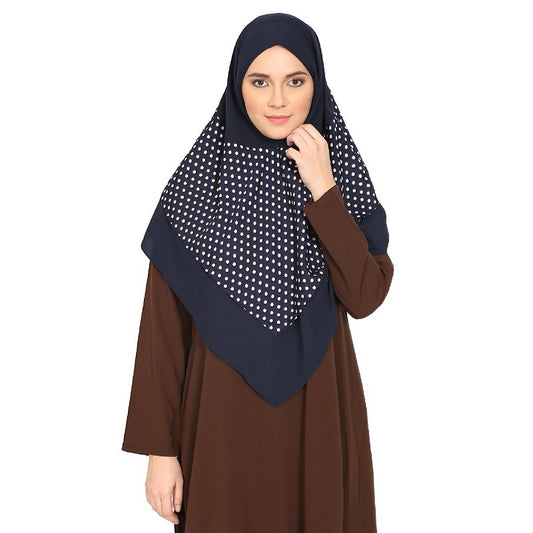 Polka Dot Instant Ready-to-wear Hijab - Navy Dot
