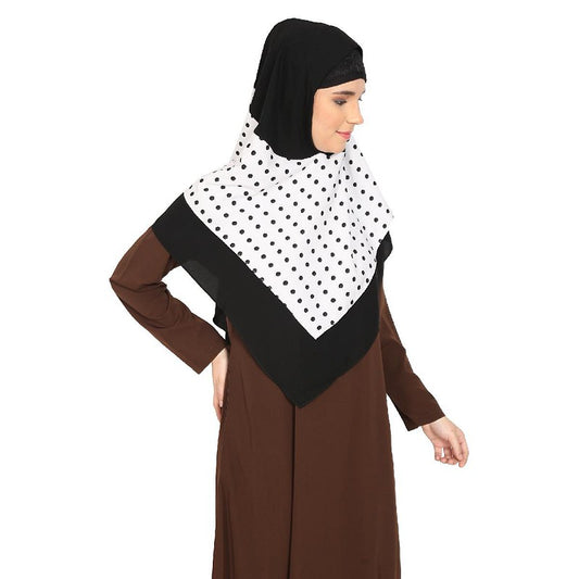 Polka Dot Instant Ready-to-wear Hijab - White Dot