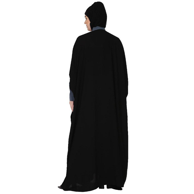 Shirt collar Dual color Kaftan -Black-Grey