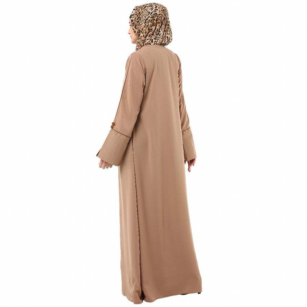 Dual colored layered abaya- Skin-Mustard