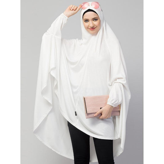 Stretchable Jersey prayer Hijab - White