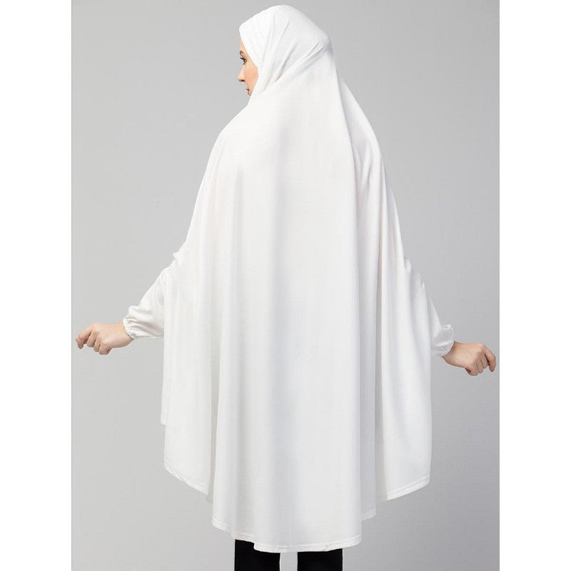 Stretchable Jersey prayer Hijab - White