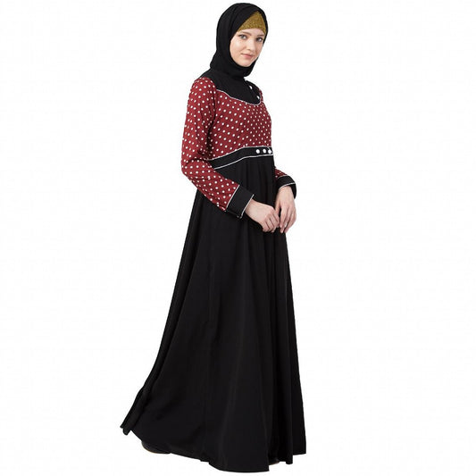 Designer polka dotted Umbrella abaya