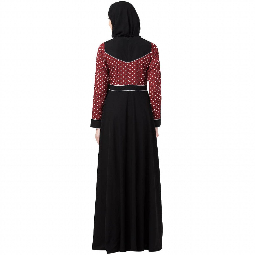 Designer polka dotted Umbrella abaya