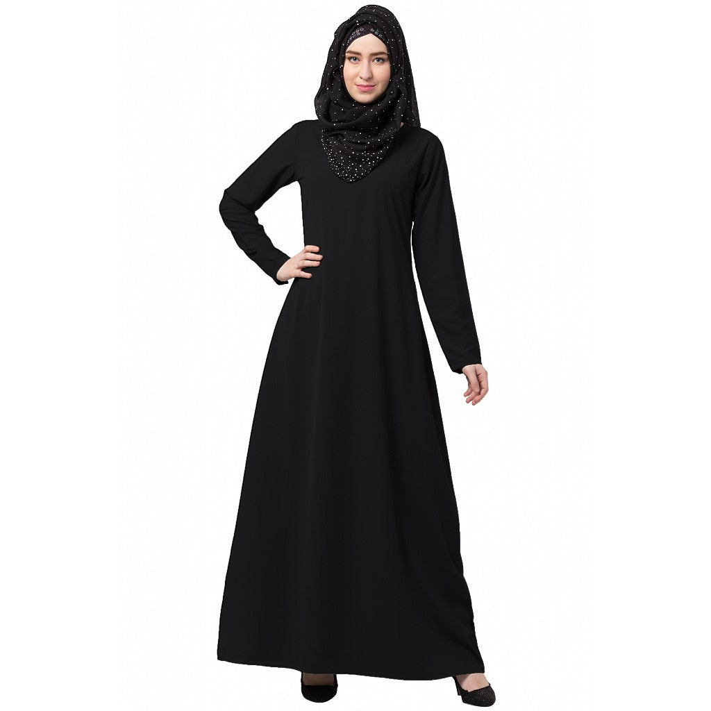 Two piece Jilbab with inner abaya- Black