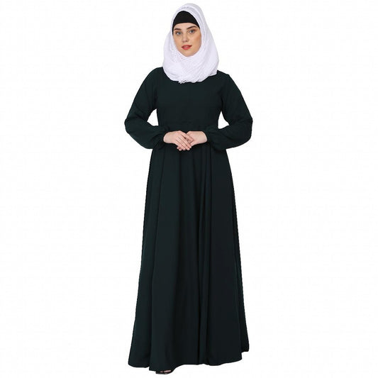 Umbrella cut abaya- Bottle Green