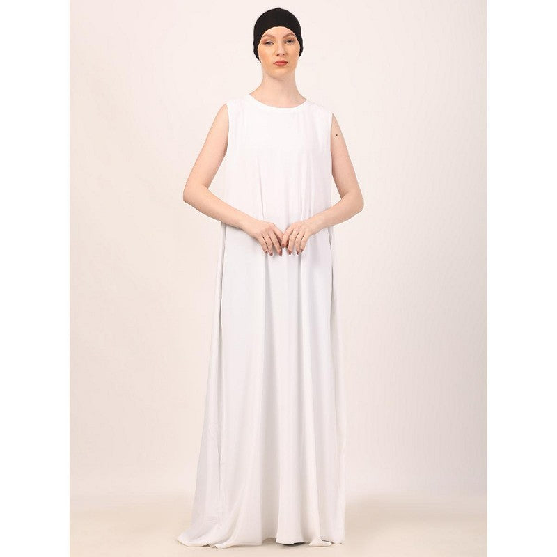 Embroidery Shrug with sleeveless inner abaya-Dark Grey-white