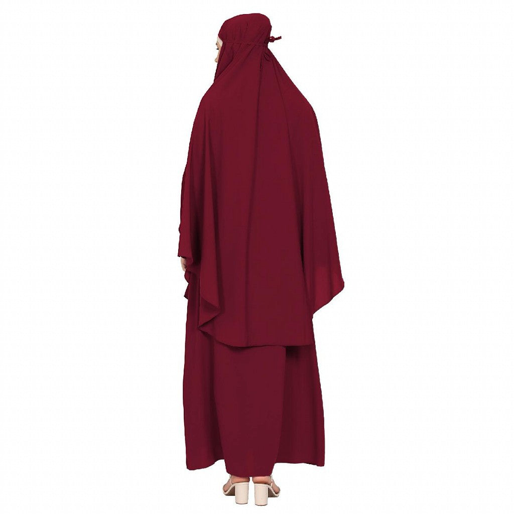 Two piece Jilbab with inner abaya- Maroon