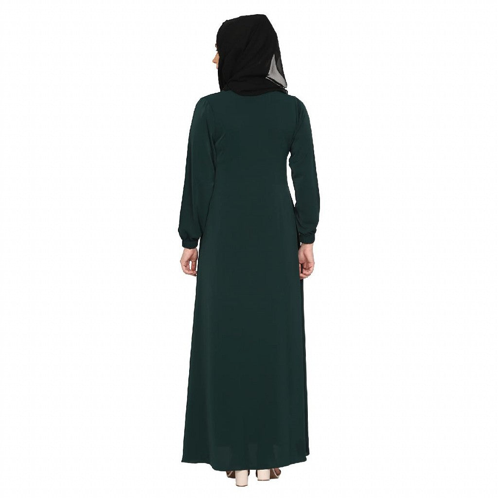 Premium inner abaya with elastic sleeves - Bottle Green