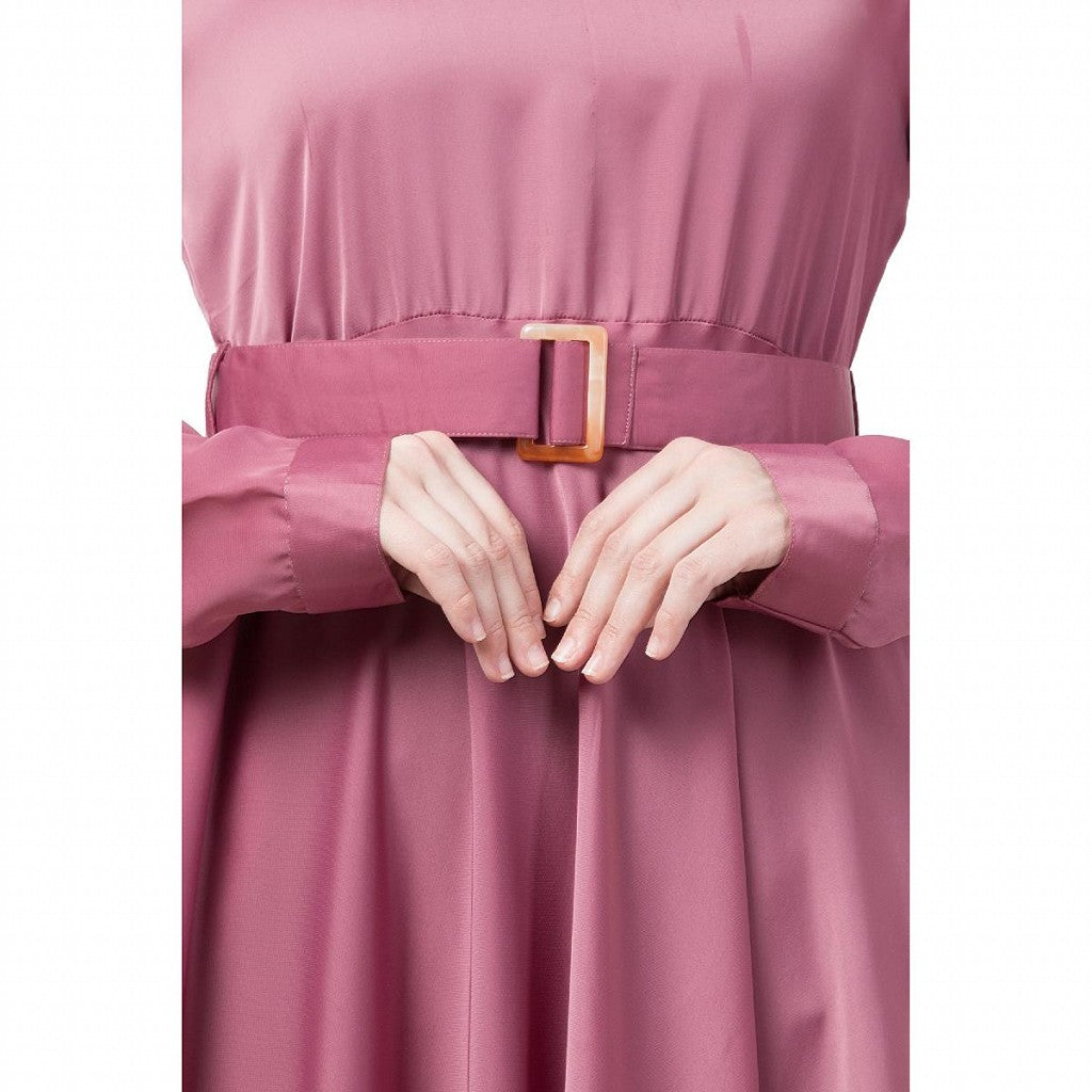 Umbrella abaya with matching belt- Puce Pink