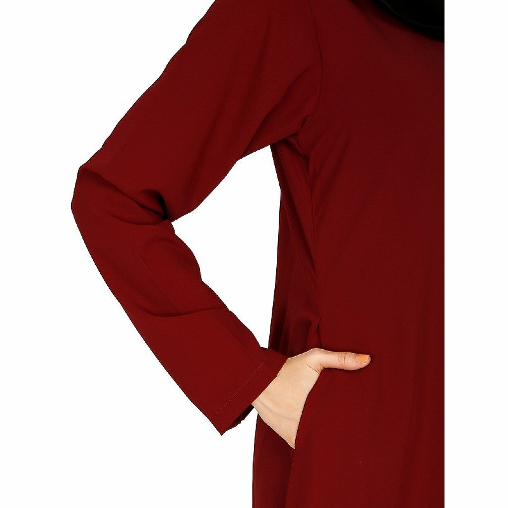 A-line inner abaya with a complementary Hijab- Maroon