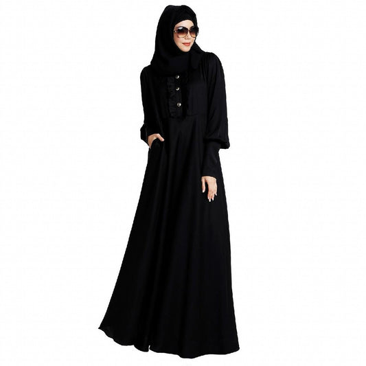 Umbrella abaya in shiny nida fabric- Black