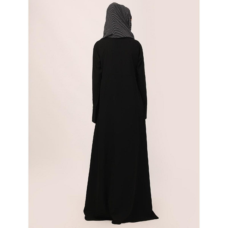 Designer dual color fashionable abaya-Black-Wine