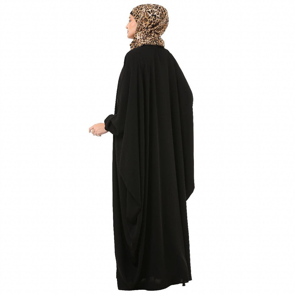 Front open Kaftan with fashionable buttons- Black