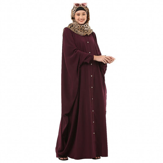 Front open Kaftan with fashionable buttons- Cocoa Bean