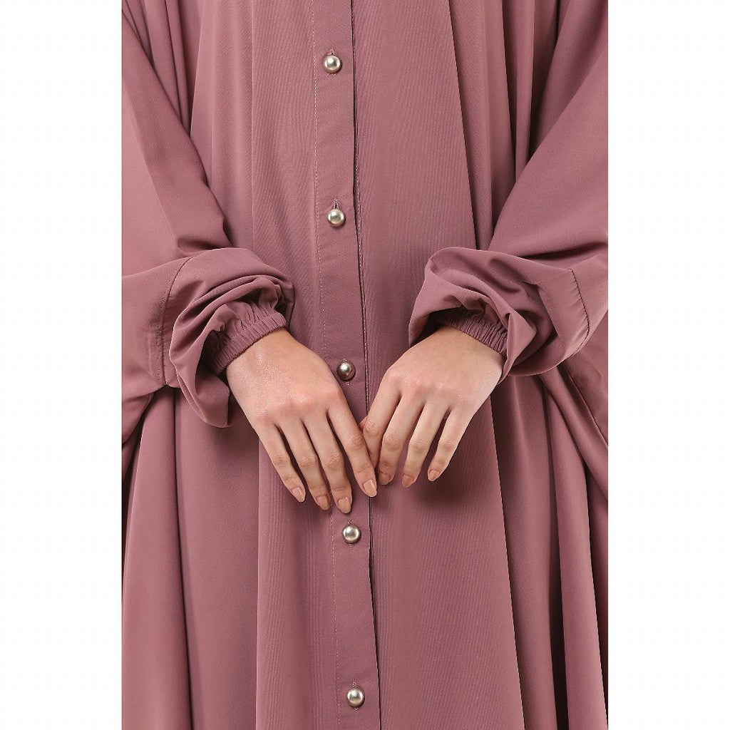Front open Kaftan with fashionable buttons- Puce Pink