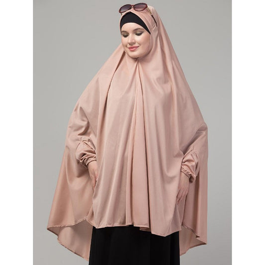 Prayer hijab in stretchable Jersey fabric-Mauve