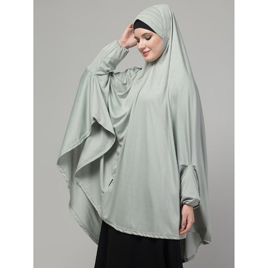 Prayer hijab in stretchable Jersey fabric-Sage Green