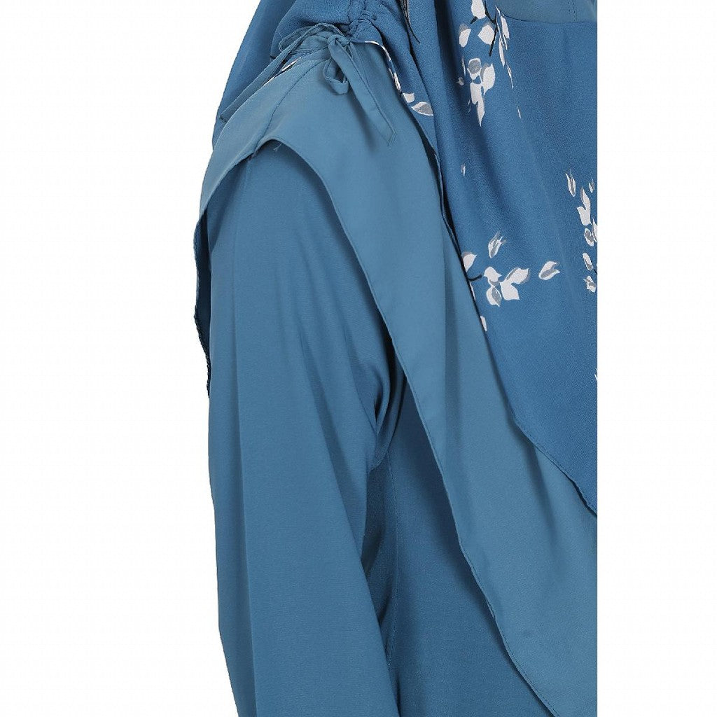 Simple abaya with a matching Instant Hijab- French Blue