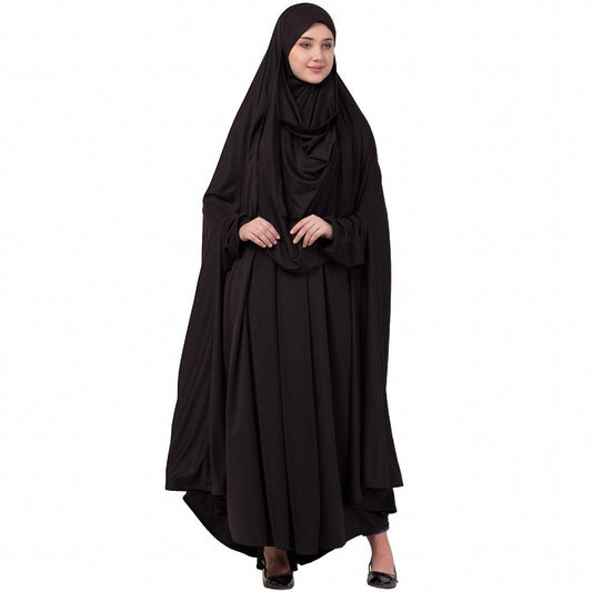 Free size jilbab with nose piece- Black