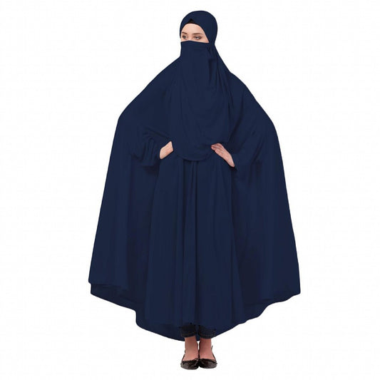 Free size jilbab with nose piece- Navy Blue