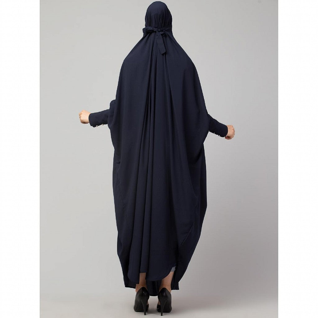 Long cuff ready to wear Jilbab in one piece- Navy Blue