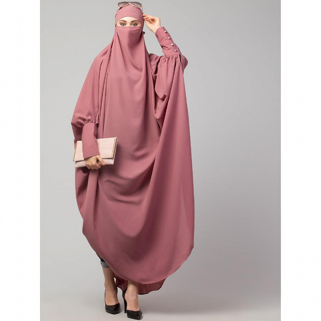 Long cuff ready to wear Jilbab in one piece- Mauve
