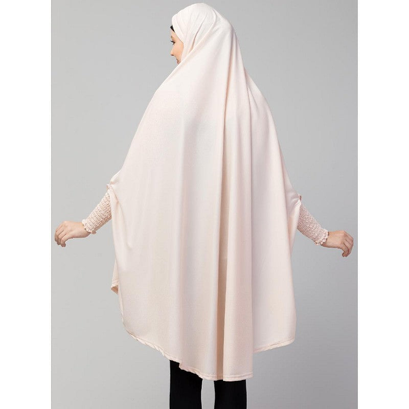 stretchable smoking at sleeve prayer khimar Hijab - Baby Pink