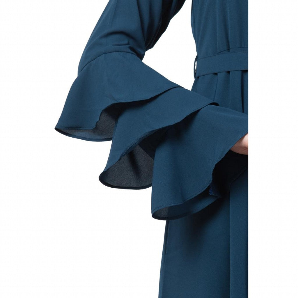 Umbrella abaya with bell sleeves- Teal Green