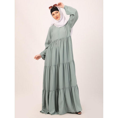 3 frilled design abaya-Sky Blue
