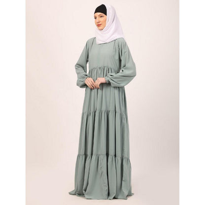 3 frilled design abaya-Sky Blue